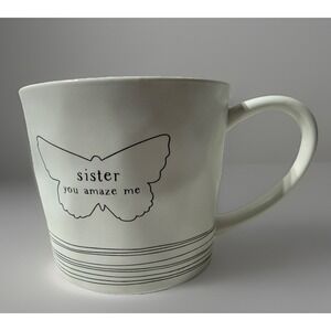 Amy Lee Weeks SISTER Mug 16‎ oz Ceramic 87502 Butterfly Textured Look Boxed Gift